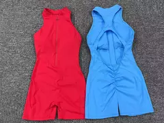 Macacão esportivo feminino com zíper, macacão fitness, roupas de treino, conjunto esportivo, roupas de ioga, azul, vermelho, rosa, curto, novo, 2022
