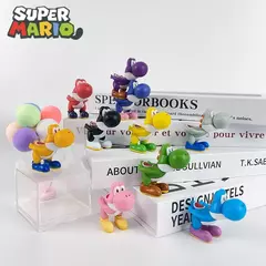 10 pçs jogo super marios bros boneca ornamentos crianças figuras de ação brinquedos yoshi dos desenhos animados decorar ornamento modelo presentes aniversário