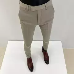 Homens terno calças calças formais pantalone hombre estiramento fino cor sólida vestido casual calças de comprimento total moda novas roupas masculinas - Wolf Magazine