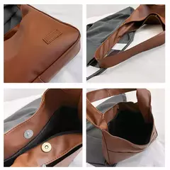Bolsa de ombro retro elegante e minimalista, bolsa casual, tendência, grande capacidade tote - loja online