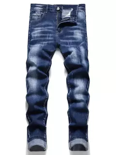 Imagem do Calça jeans casual stretch reta masculina, azul, preta, clássica, calça de trabalho, roupa de marca masculina, moda