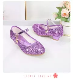 Sapato de salto alto de cristal infantil, sandálias de cristal, fivela, princesa sapato de dança, desempenho estudantil, couro, meninas, moda - comprar online