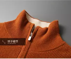 Pulôver de malha de pescoço masculino, manga longa, camisa grossa quente, 100% lã merino, cor sólida, nova, outono e inverno na internet