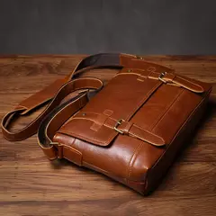 ROOG-Maleta de couro genuíno, bolsa mensageiro de luxo masculina, estilingue de ombro vintage, tiracolo para iPad 12.9 ", alta qualidade - comprar online