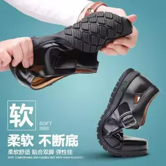 Imagem do Sapatos de couro oco masculino, sandálias casuais, sapatos de furos respiráveis, verão, 2024