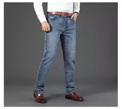 Wthinlee-Calça Jeans Stretch Casual Masculina, Calças Jeans Trabalho, Roupa de Marca Masculina Clássica, Azul, Preta, Nova, Moda na internet