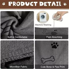 Toalha de banho para cães e gatos, secagem rápida e absorvente, toalha grande, macia, secagem rápida, loja de animais de estimação, presente, suprimentos para animais de estimação na internet