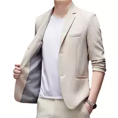 Jaqueta justa de manga comprida masculina, terno de negócios, blazers casuais, gola de casaco, terno diário, 3 cores opcionais, nova para primavera e outono - comprar online