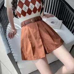 Imagem do Shorts femininos casuais de cintura alta linha A saias, calças femininas soltas irregulares e chiques, moda verão, novo, 2024