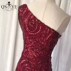 Vestidos de lantejoulas de um ombro, vestido longo do baile da sereia, elegante - comprar online