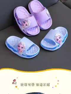 Disney-chinelos infantis de princesa Elsa congelados, sola macia antiderrapante, sandálias de banho internas, desenhos animados bonitos, verão na internet