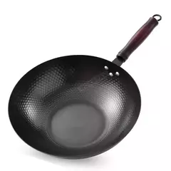 Panela de ferro grosso Wok, Panela não revestida de cozinha, Fogão a gás, Fogão de indução, Panelas estilo japonês, 32cm, 2mm