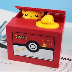 Pokemon pikachu cofrinho figura de ação anime dos desenhos animados eletrônico caixa de dinheiro de plástico roubar moeda cofrinho criança brinquedo de natal presente - loja online