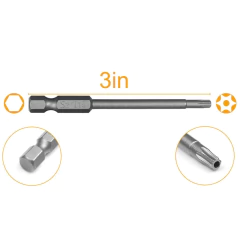 Imagem do Conjunto de bits de chave de fenda torx, 11 peças, 75mm /3 polegadas, cabeça magnética de segurança hexagonal extra longa/t7/t8/t9/t10/t15/t20/t25/t27/t30/t40 ferramenta manual