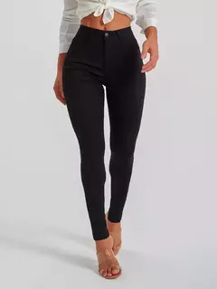 Jeans skinny monocromático para mulheres, alta elasticidade, calça jeans longa e elegante, roupa essencial diária, calça básica
