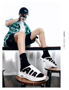 Chinelos esportivos antiderrapantes masculinos, chinelos com design de almofada de ar, escorregador macio, verão, novo na internet