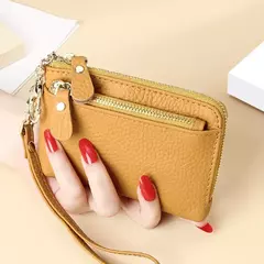 Royal Bagger-carteira curta para mulheres, couro genuíno de vaca, bolsa de embreagem fofa, porta-moedas com zíper, porta-cartão com chaveiro, na moda na internet