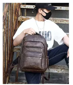 Mochila de carregamento USB de couro PU para homens, mochilas grandes para laptop, mochila masculina para adolescentes, meninos, alta qualidade - Wolf Magazine