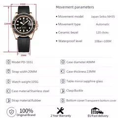 Pagani design esportes masculino relógio de pulso mecânico safira luxo relógio automático para homem aço inoxidável à prova dwaterproof água - comprar online