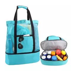 Grande bolsa de malha transparente de camada dupla para mulheres, alta capacidade, preservação de calor, piquenique, praia, bolsa, escritório, almoço, lanches, bolsa - Wolf Magazine