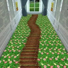 Imagem do Tapete longo antiderrapante para corredor, tapetes modernos, caminho do jardim v