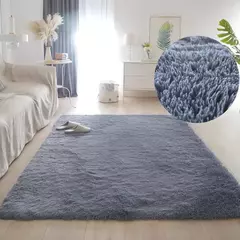 Tapete cinzento para sala de estar tapete de pelúcia cama quarto piso tapetes macios anti-deslizamento decoração da casa tapetes de veludo macio cobertor do quarto dos miúdos - comprar online