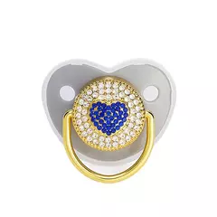 Imagem do Coração Rhinestone Chupeta dos bebês com tampa, infantil Chupeta, mordedor, Silicone manequim bico, chuveiro recém-nascido, luxo, Bling
