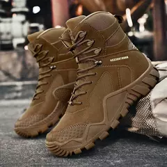 Sapatilhas de plataforma impermeáveis masculinas, botas de combate, sapatos casuais, top alto, masculino, preto, tamanho grande 46 47, ao ar livre, na moda - loja online