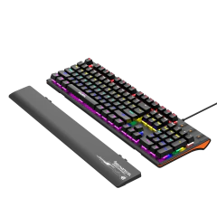 Baji k600 com fio brilhante verdadeiro mecânico azul interruptor gaming esports mesa computador universal com descanso de mão teclado para jogos - loja online