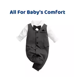 0-18m roupas para recém-nascidos cavalheiro bonito terno de festa formal algodão confortável macio primavera e outono manga comprida bodysuit do bebê na internet