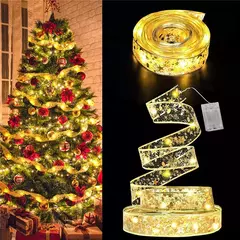 LED Ribbon Fairy Lights para Natal, enfeites de árvore de Natal, decoração, DIY Bows, String Light, Ano Novo, 2025, 2025 - loja online