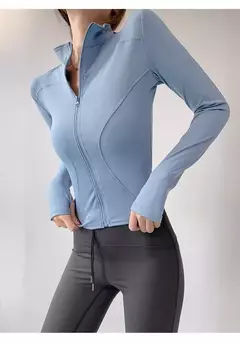 Casaco esportivo de secagem rápida para mulheres, tops apertados, manga comprida, zíper, jaqueta de ioga, corrida e fitness, proteção solar, S-3XL, 2024 - loja online