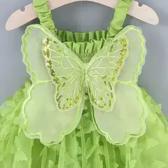 Saia de malha bordada feminina, costas princesa decorada, asas de borboleta, festa infantil, novo, verão - comprar online