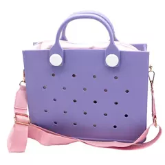 Saco de praia impermeável com furos, sacola transversal do corpo, acessórios de encantos adequados DIY, sacos de jantar feminino, elegante - comprar online
