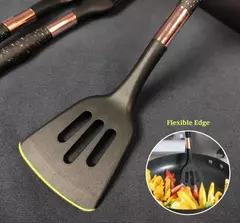 Conjunto De Utensílios De Cozinha De Silicone Resistente Ao Calor, Espátula, Colher, Ferramentas Antiaderentes, Alça Banhada A Ouro Rosa, Suporte, Presente De Cozinha - loja online
