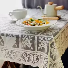 Linho De Mesa De Bordado Europeu Retro, Laço Quadrado Bege, Toalha De Mesa Openwork, Festa De Casamento, Jardim, Decoração De Casa - loja online
