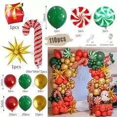 Decorações balões de natal guirlanda arco vermelho metálico ouro com homem de gengibre estrelas balão foil para decoração de festa de natal