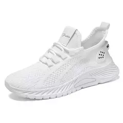 Sapatos esportivos respiráveis para mulheres, tênis casuais, mocassins com renda, malha de malha, moda feminina, marca designer, 2024