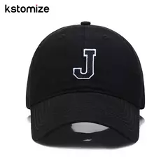 Boné bordado de algodão macio, letra inicial A-Z Snapback Caps para homens e mulheres, elegante equipe esporte viseiras, preto, alta qualidade