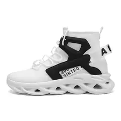 YRZL-tênis de topo alto masculino, malha respirável, meias leves, confortável, casual, antiderrapante, andando na internet