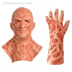 Traje assustador de festa de látex para homens, Jason Mask, Freddy Killers, Freddy, Freddy Krueger, Luvas de Cosplay Terror - loja online