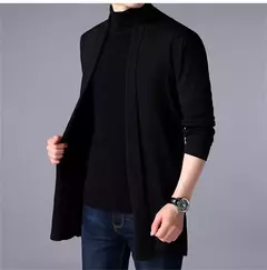 Cardigã fino de malha masculino, 5 cores, casacos de suéter, jaqueta justa, monocromática, roupa casual, novo, 2023 na internet