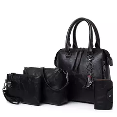 Bolsa de couro de luxo para mulheres, bolsa de ombro feminina, bolsas de alça superior, marcas de grife famosas, 4 peças por conjunto - comprar online