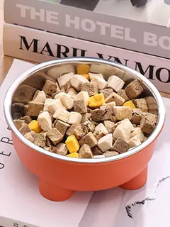 1pc tigela de quatro pernas de cor sólida de aço inoxidável para cães de estimação e tigela de gato para uso interno e externo - loja online