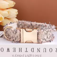 Coleira de cachorro personalizada de luxo, conjunto de coleira personalizada, coleira de cachorro com fivela de nome gravado, arnês de cachorro e conjunto de coleira diy na internet