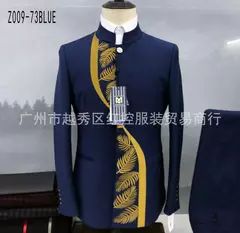 Conjunto de terno de túnica masculino single breasted stand colarinho, blazers, jaqueta, calças, boutique, moda casual, casaco, calças, 2 peças, 2023 - Wolf Magazine