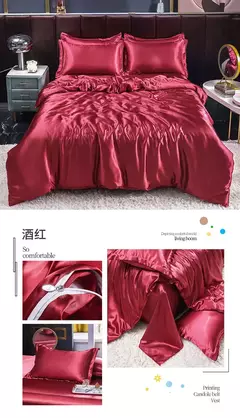 Mulberry Silk Bedding Set, capa de edredão, lençol, fronha, lençol de cetim luxo, cor sólida, rei, rainha, completo, Twin Size - comprar online