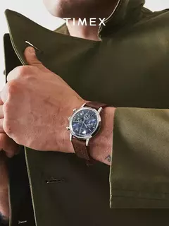 TIMEX-Men's Luxury Trend Quartz Watch, Impermeável, Multi Função, Fantasia, Redondo, Inoxidável, Três Olhos na internet