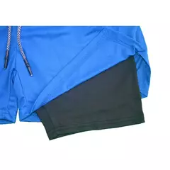 Calções masculinos de dupla camada para ginástica, secagem rápida, esportes, treino, jogging, deck duplo, 2 em 1, verão - loja online