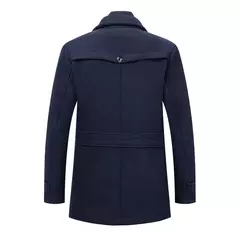 Casaco de gola dupla masculino, jaquetas quentes, casacos à prova de vento, moda outono e inverno - loja online